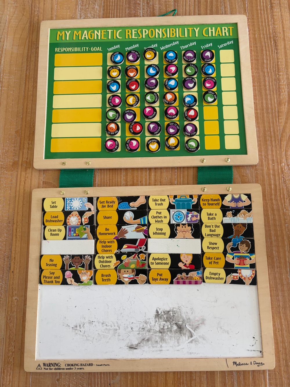 Melissa & Doug Green Magnetic Responsibility Chart with Colorful Tokens